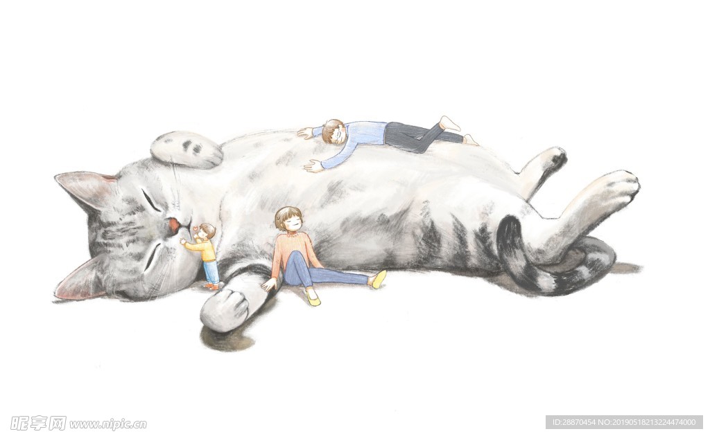 懒散的咖啡猫插图