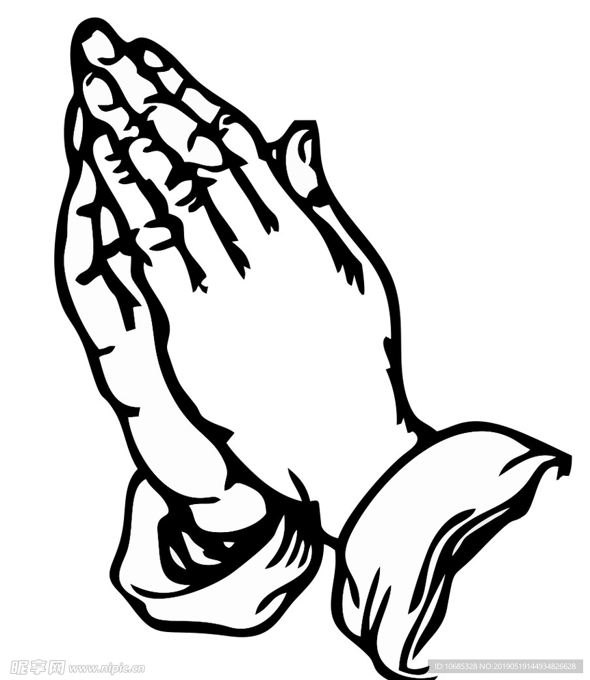 双手合十祈祷黑白图片图片