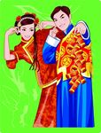卡通新娘新郎