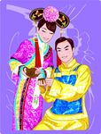 卡通新娘新郎