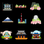 日本建筑卡通插画