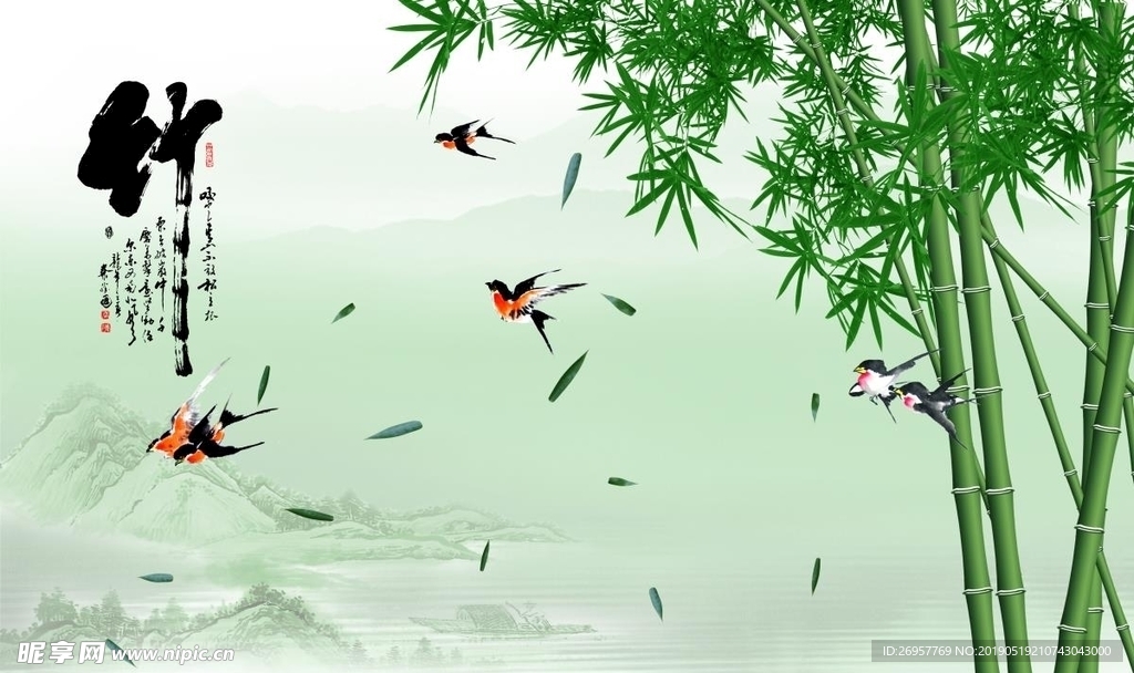 竹子彩雕背景墙
