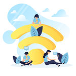 wifi人物插画