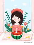 手绘 插画 壁画 装饰画 美女