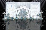 蓝白色系婚礼迎宾区效果图