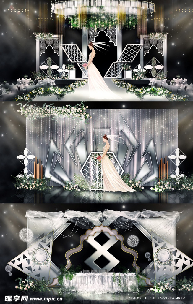 唯美小清新韩式银白色婚礼效果图