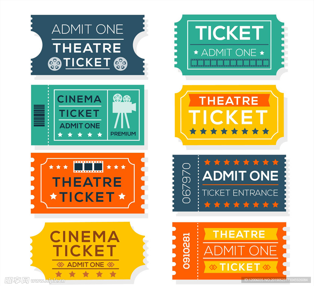 电影院纸质电影票设计模板 Cinema Movie Ticket – 设计小咖