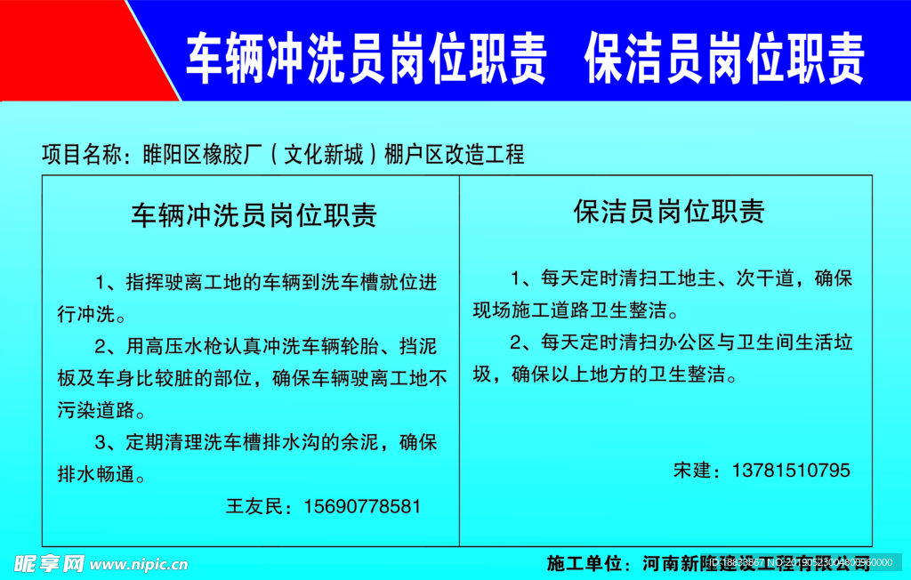 建筑施工现场洗车员保洁员职责