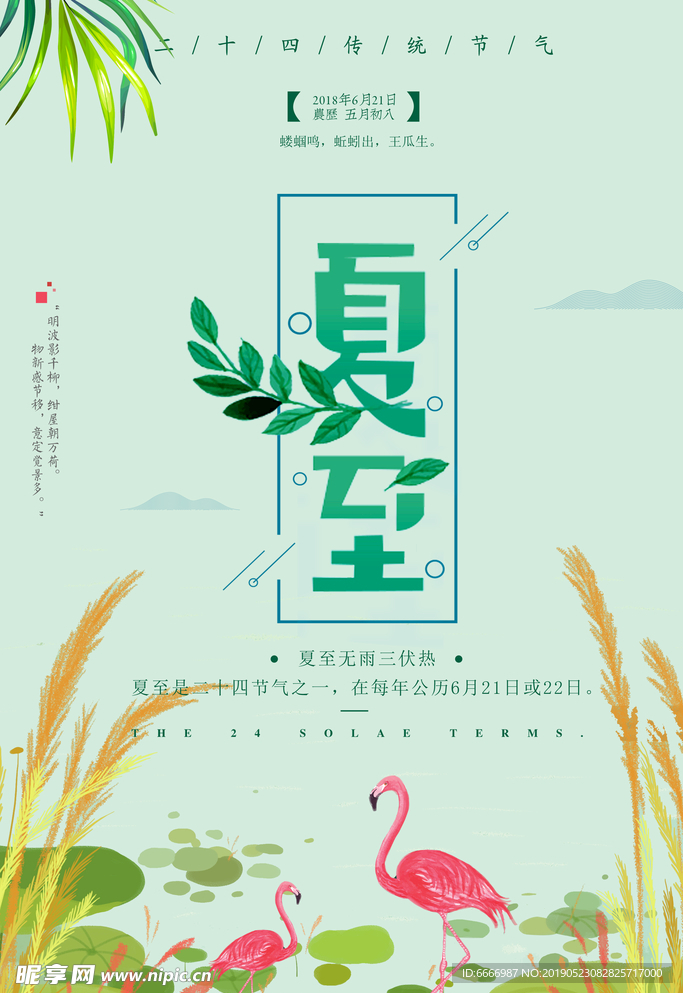 清新二十四节气之夏至海报