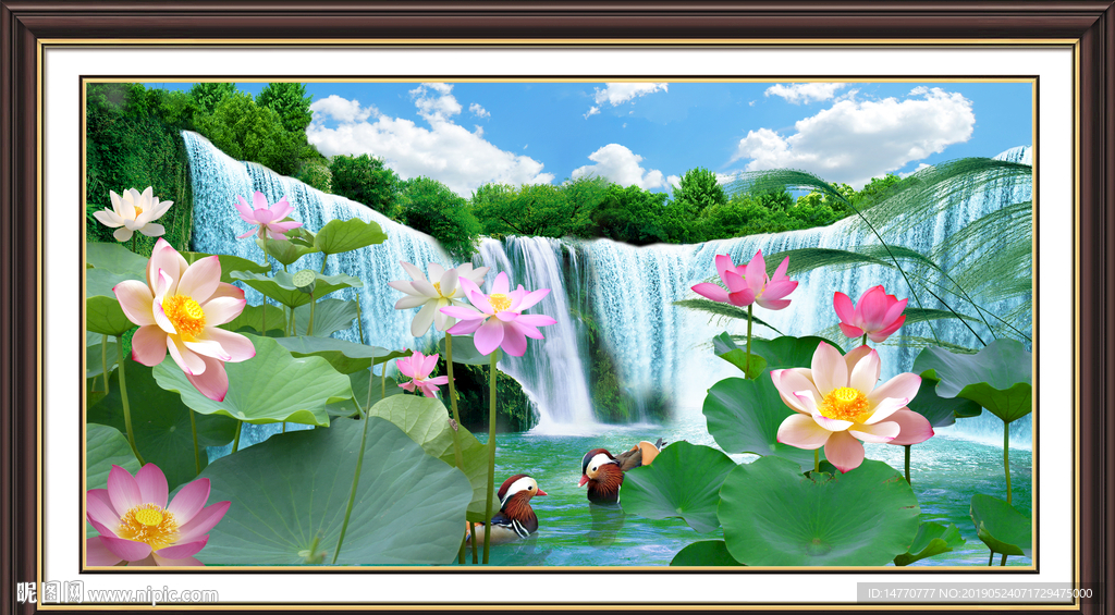 荷花山水