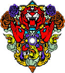 玫瑰花 牡丹花 手绘花  老虎