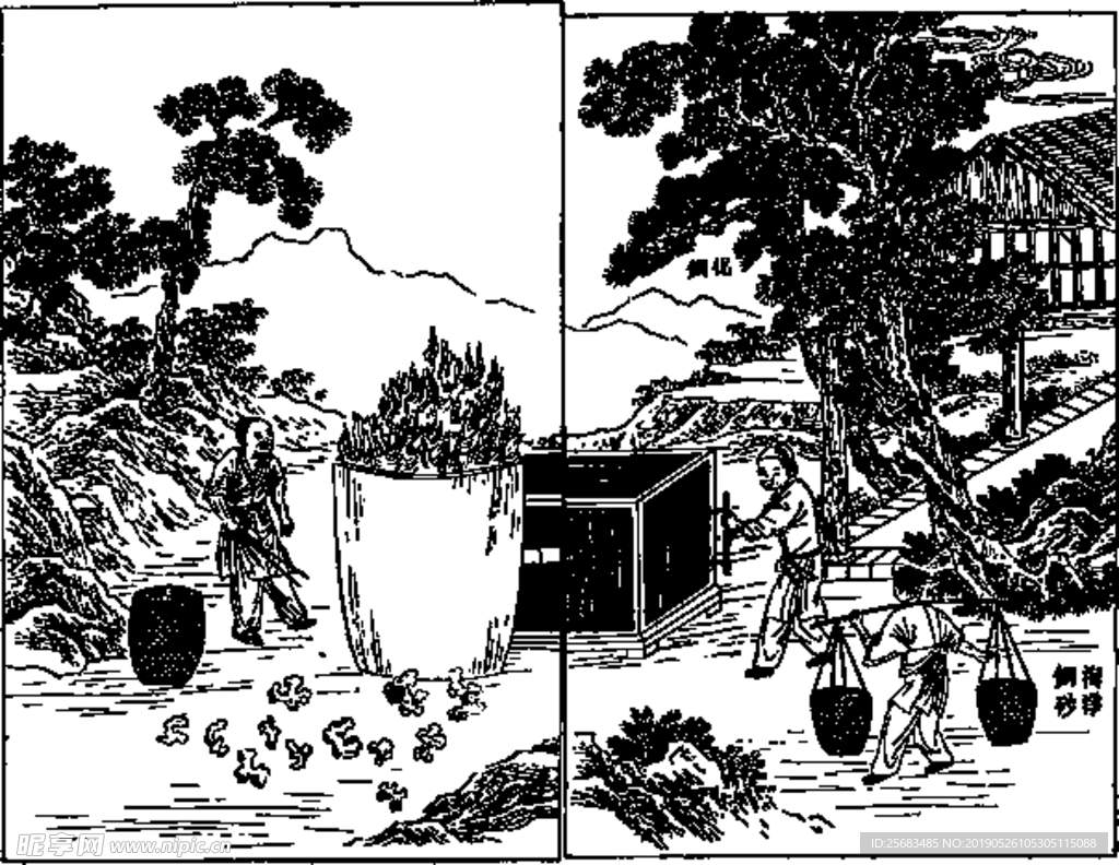 中国古代版画  淘净铜砂