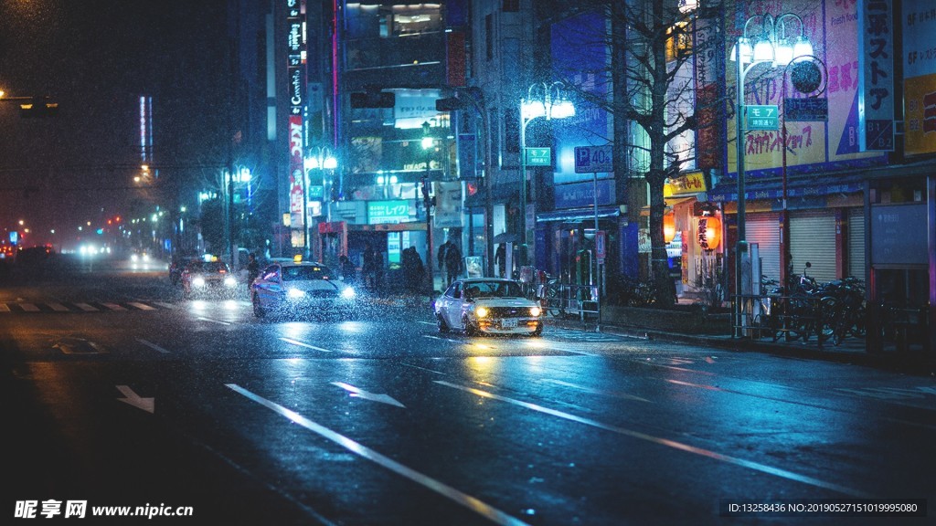 城市夜景灯光街道