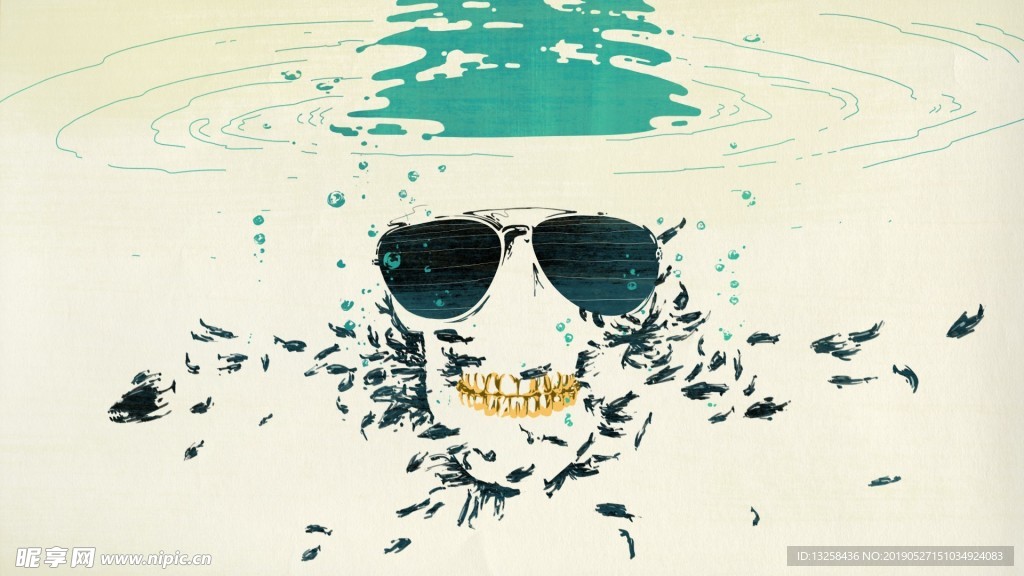 彩色骷髅墨镜背景