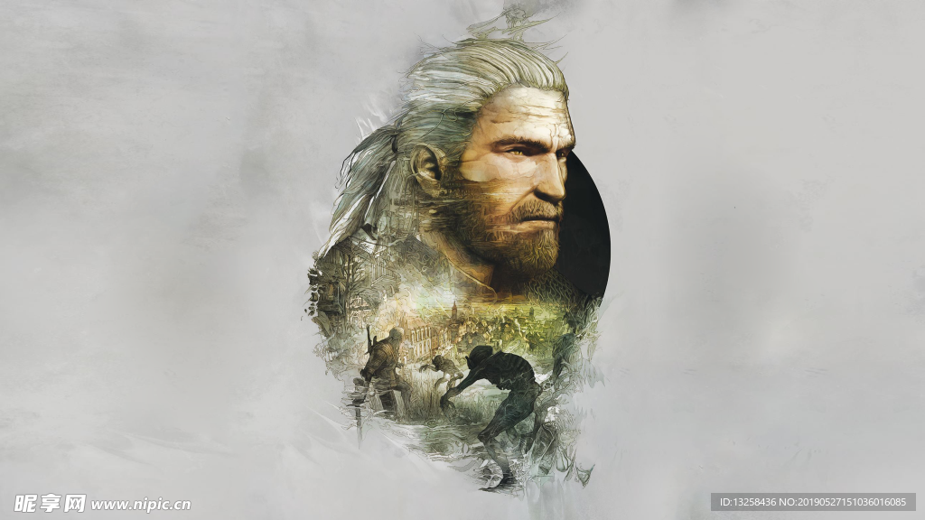 雷神头像插画背景