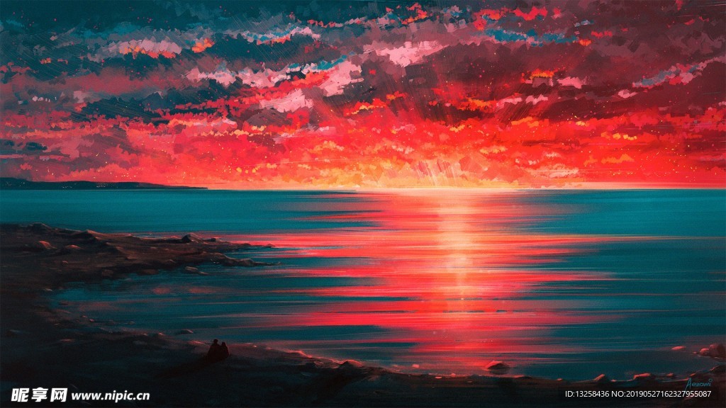 红色夕阳