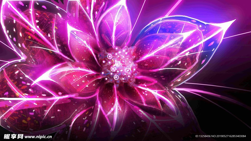 紫色炫光花卉插画背景