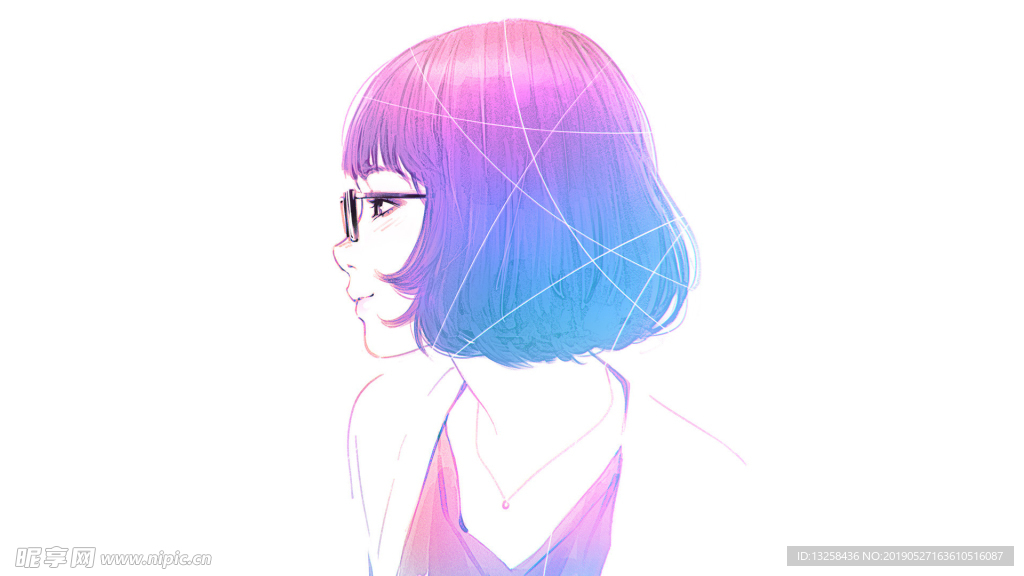 眼镜女孩插画