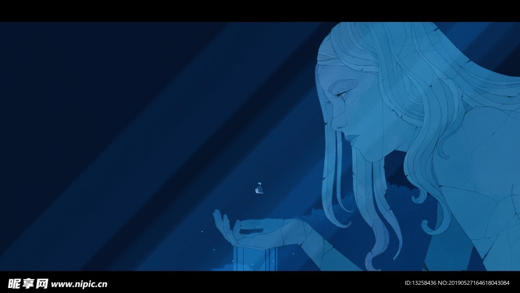 蓝色石像插画背景
