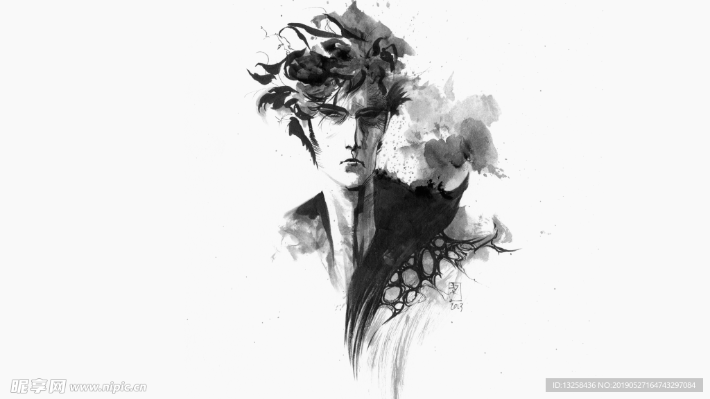 水墨人物头像