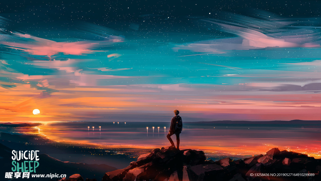 蓝天夕阳