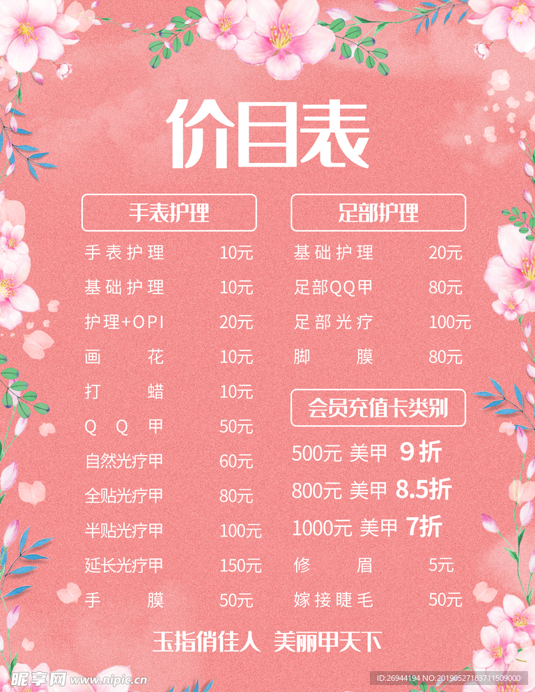 价目表