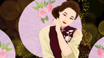 民国旗袍女子插画