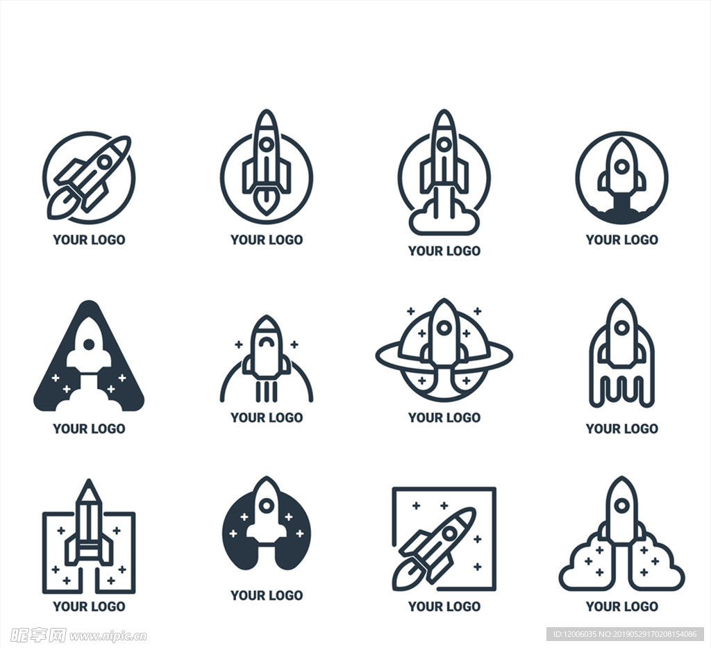 12款创意火箭标志