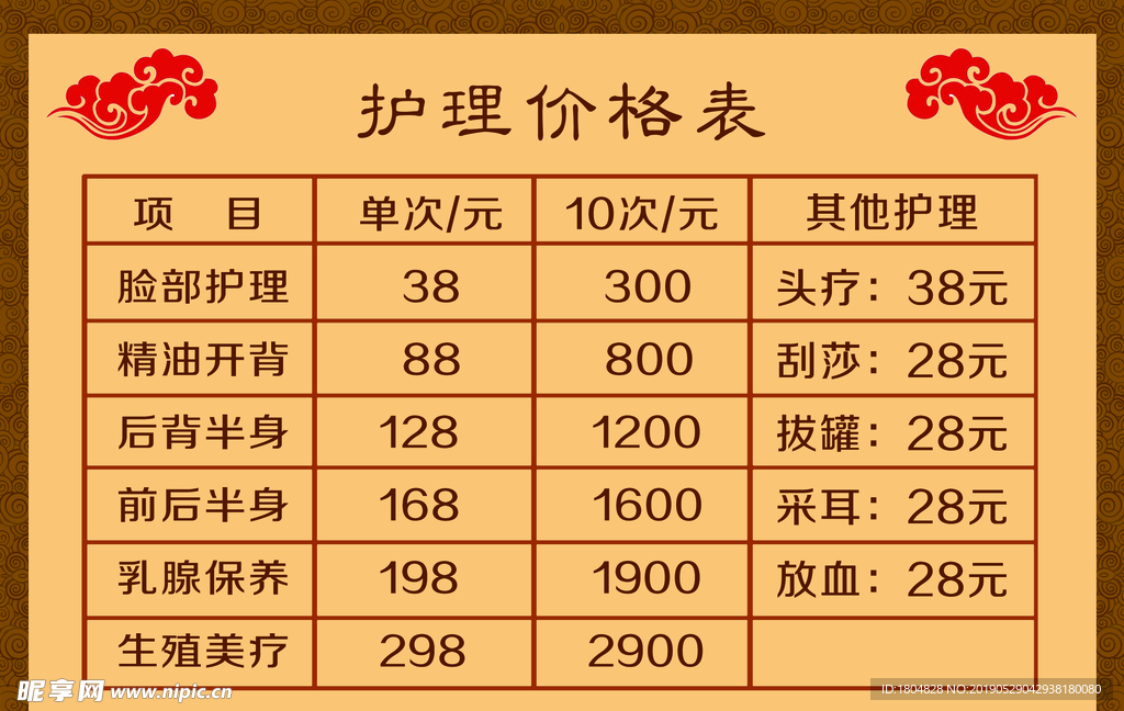 中医价格表
