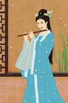 国潮中国风服饰之汉服古装女子蓝