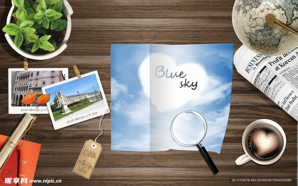 blue sky 放大镜合成桌