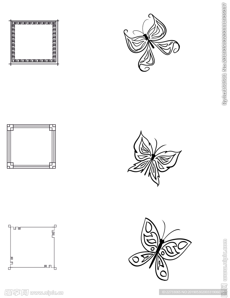 复古蝴蝶花纹边框