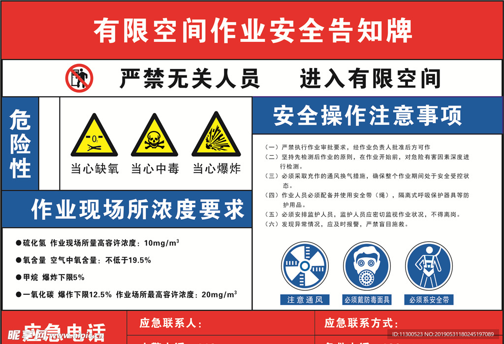 有限空间作业牌
