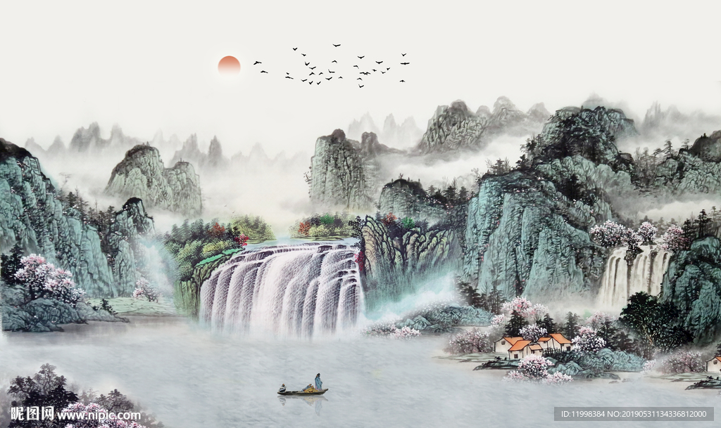 水墨山水背景墙