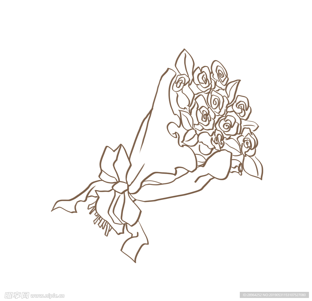 玫瑰花束线稿