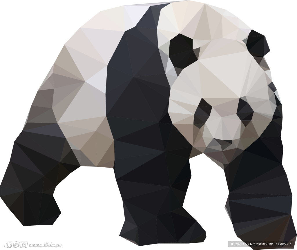 几何熊猫免抠素材