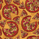 彩绘美味披萨无缝背景