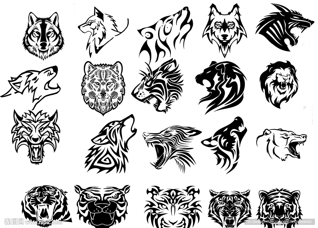 手绘几何线条动物设计元素