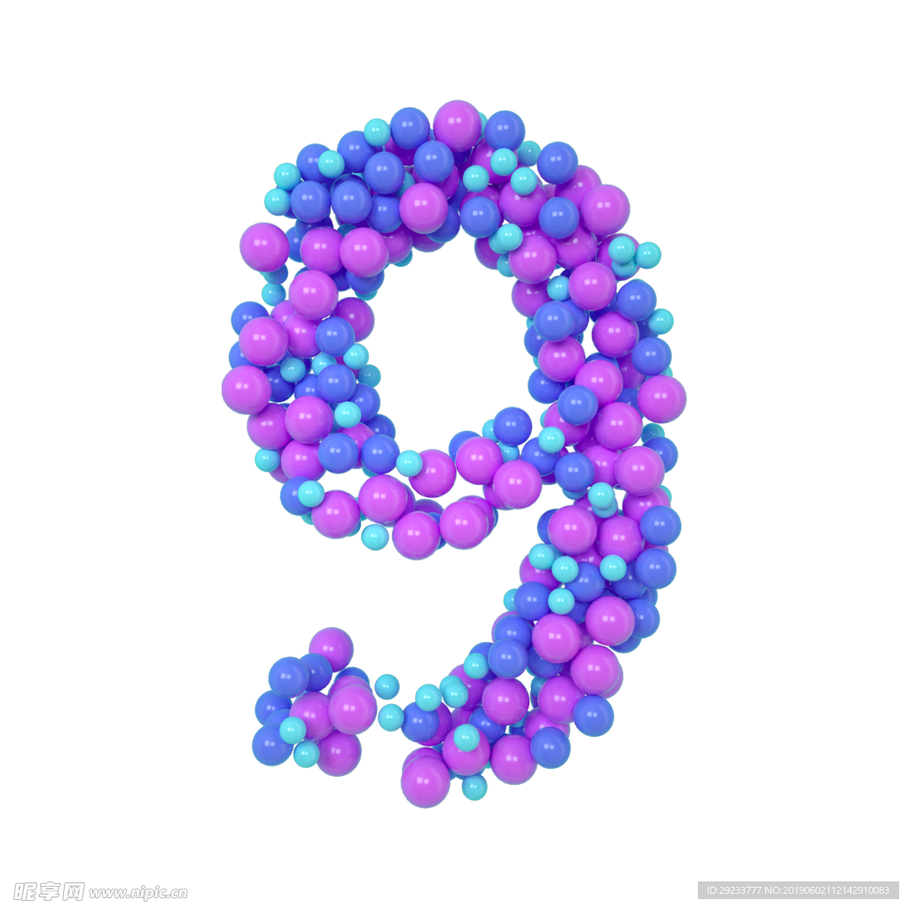 紫色气球阿拉伯数字9