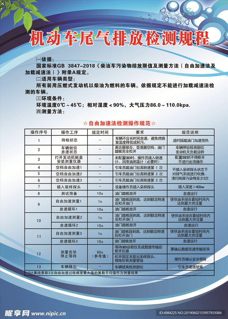 机动车尾气排放规程自由加速