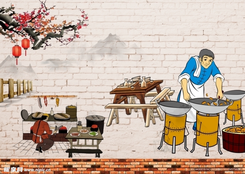 餐饮背景墙图案