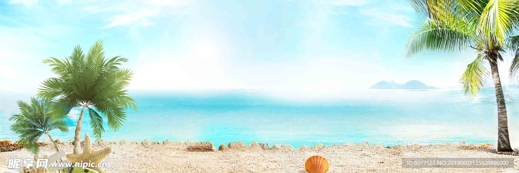 夏季海边出游文艺景色蓝天背景