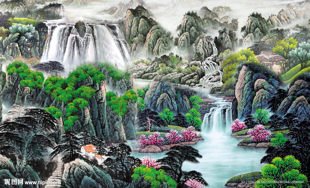山水国画背景墙