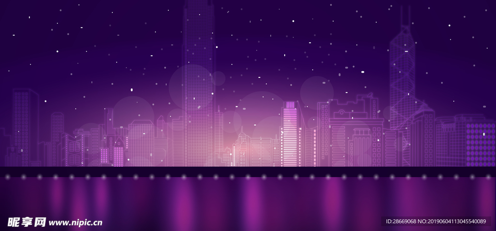 渐变城市剪影