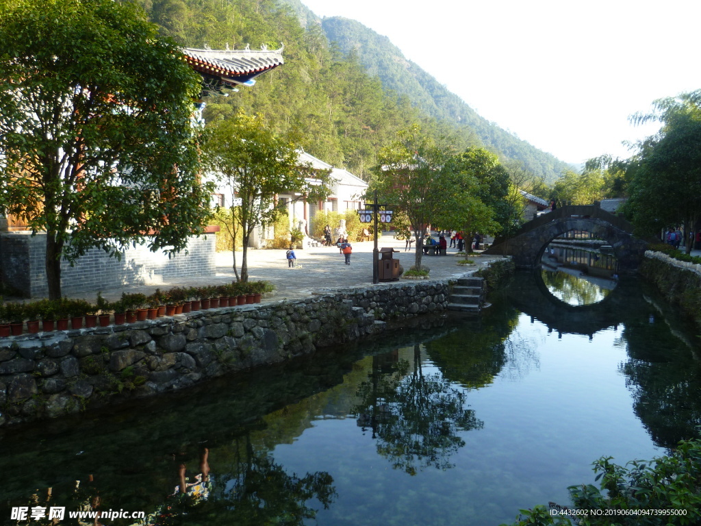 山水 风景 树木 花草 亭子