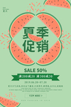 小清新西瓜块夏季促销海报