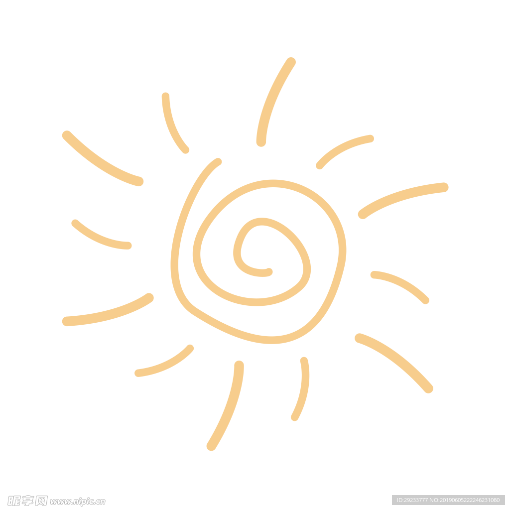 卡通太阳手绘简笔画免抠素材
