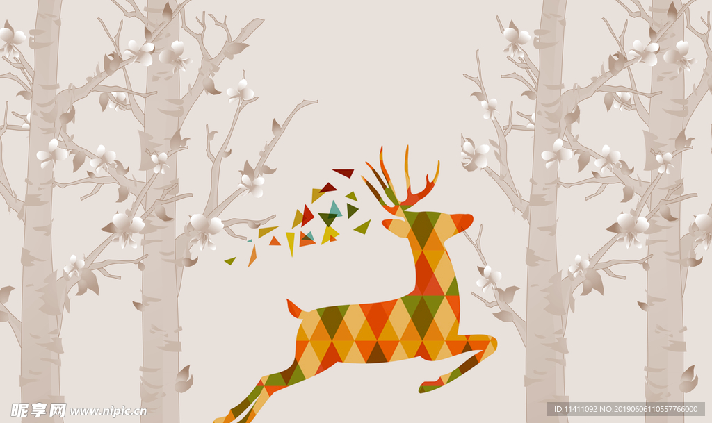 奔跑的小鹿在森林中窜梭寻找家