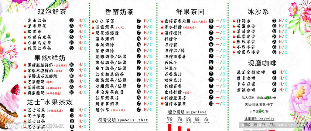 灯箱奶茶价目表