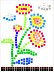 方格子 花 植物  创意矢量图